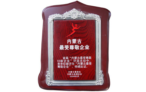 內蒙古最受尊敬企業(yè)獎